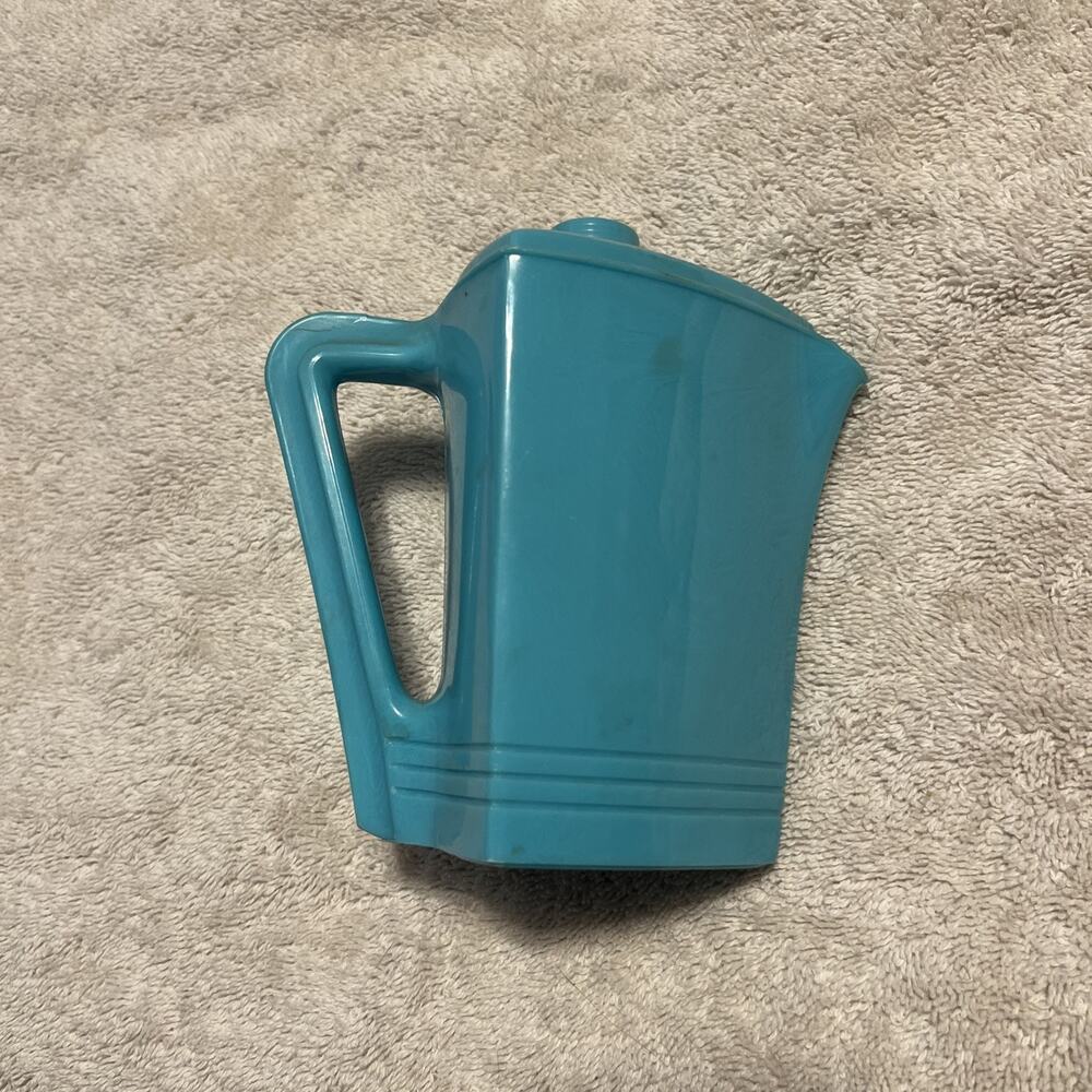 Vtg 1960s USA Melamine Creamer Turquoise Advertising Purina Farmers Co Op
